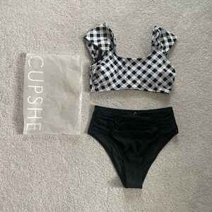 Cupshe Gingham Black and White Bikini Set